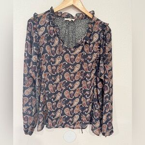 Mystree Paisley Print Blouse - Black, Red, Brown